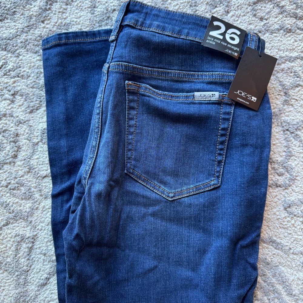 Joe's Jeans Lara Mid Rise Straight Ankle in Deep Blue